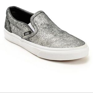 Vans Metallic Silver Slip on Shoes